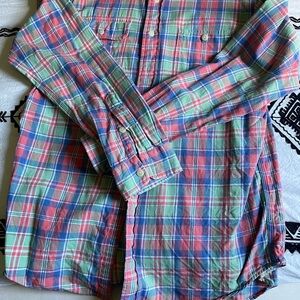 Ralph Lauren Red and Green Casual Button Down Shirt